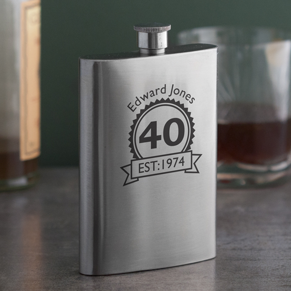 Personalised 40th Birthday Hip Flask
