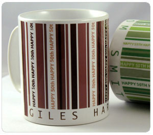 Personalised 50th Birthday Green Barcode Mug