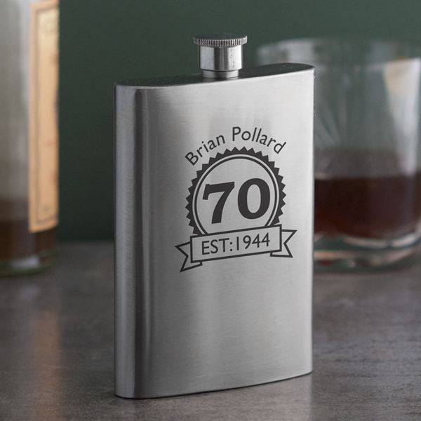 Personalised 70th Birthday Hip Flask