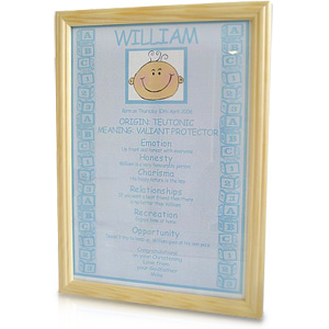 personalised Baby Boy Meaning of Name Framed Print