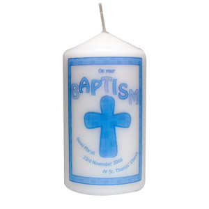 Baptism Cross Candle (Blue)