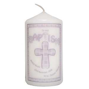 Baptism Cross Candle (Grey)