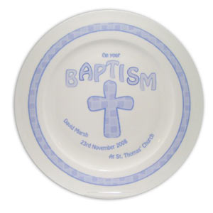 Baptism Cross Plate 8` (Blue)