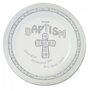 Baptism Cross Plate 8` (Grey)