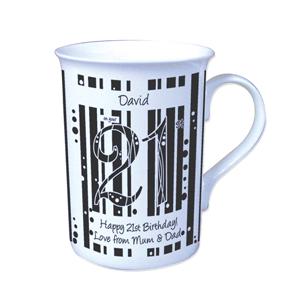 Personalised Black and White Happy Birthday Mug
