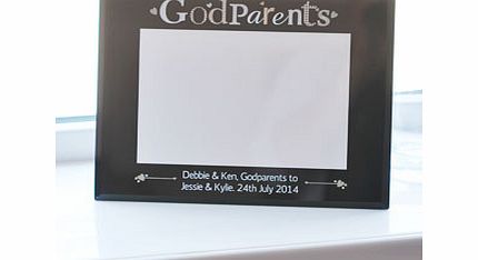 Personalised Black Glass Godparents 5 x 7 Photo