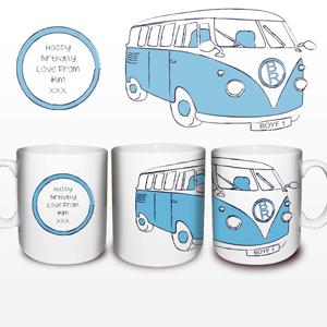 Personalised Blue Camper Van Mug