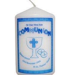 Personalised Blue First Holy Communion Candle