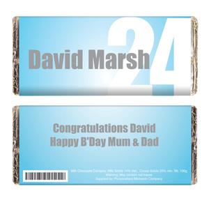Personalised Blue Number Chocolate Bar