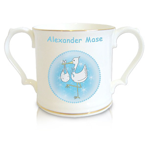 personalised Blue Stork Loving Cup