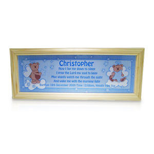 personalised Blue Teddy Bear Prayer Print