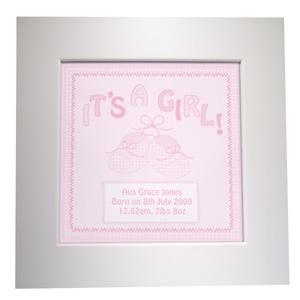 Personalised Bootee Its a Girl Canvas