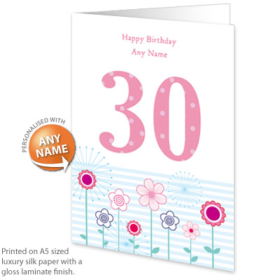 Card - 30th Birthday Flowers