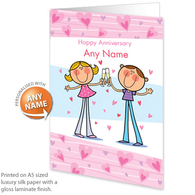 personalised Card - Anniversary Hearts Design