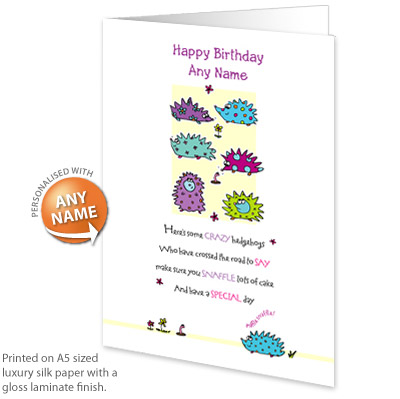 personalised Card - Birthday Hedgehogs