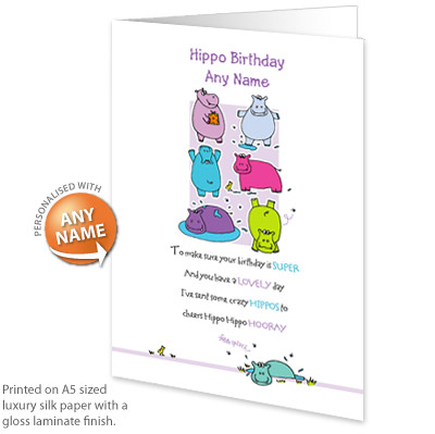 personalised Card - Birthday Hippos