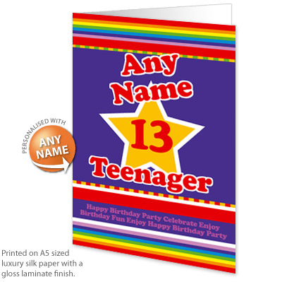 personalised Card - Birthday Teenager 13