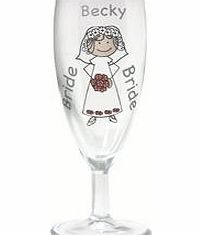 Personalised Cartoon Wedding Flute Glass