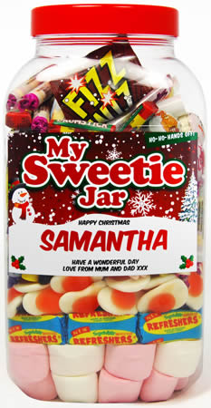 Personalised Christmas Sweetie Jar - Large