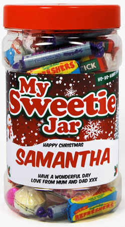 Personalised Christmas Sweetie Jar - Small