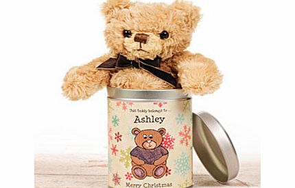 Personalised Christmas Teddy in a Tin