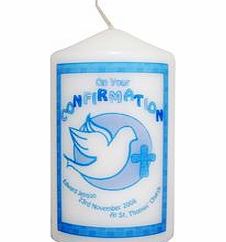 Personalised Confirmation Candle Blue