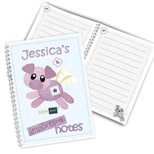Personalised Cotton Zoo Organza the Pig Notebook