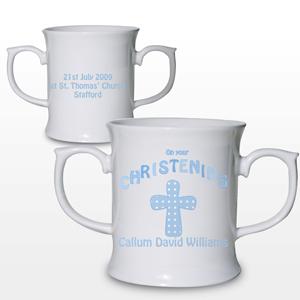 Cross Blue Christening Loving Mug