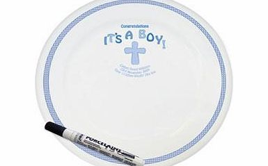 Personalised Cross Its a Boy Message Plate