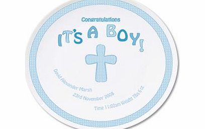 Personalised Cross Its a Boy Plate