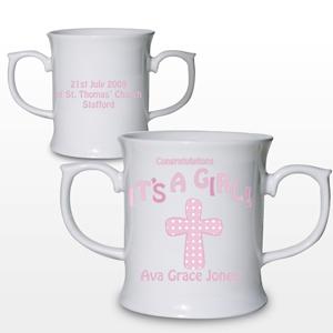 Personalised Cross Its a Girl Loving Mug