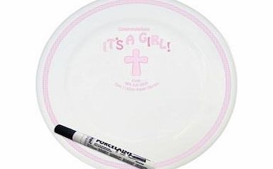 Personalised Cross Its a Girl Message Plate