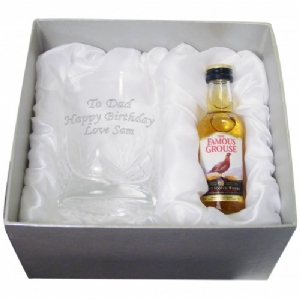 personalised Crystal Glass and Whisky Gift Set