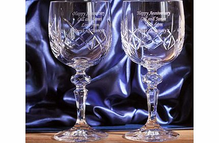 Personalised Crystal Pair of Wine Glasses