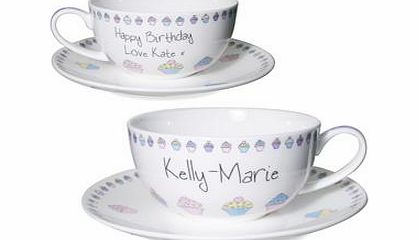 Personalised Cupcake Tea Cup and Saucer
