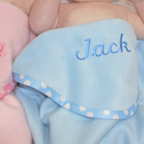 Personalised Embroidered Baby Blankets Blue with