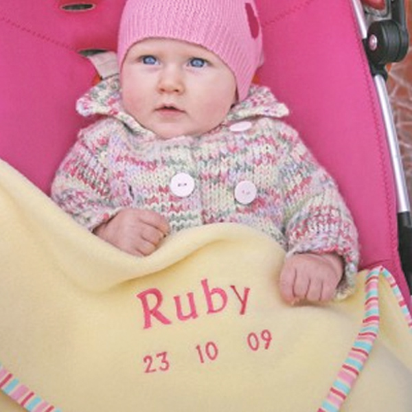 Personalised Embroidered Baby Blankets Lemon