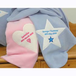personalised Embroidered Baby Blankets Pale Blue