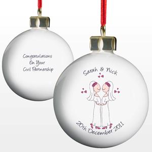 Female Civil Partnership Bauble