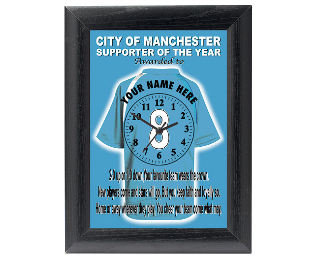 personalised Football Clock - Manchester City (City of Manchester)