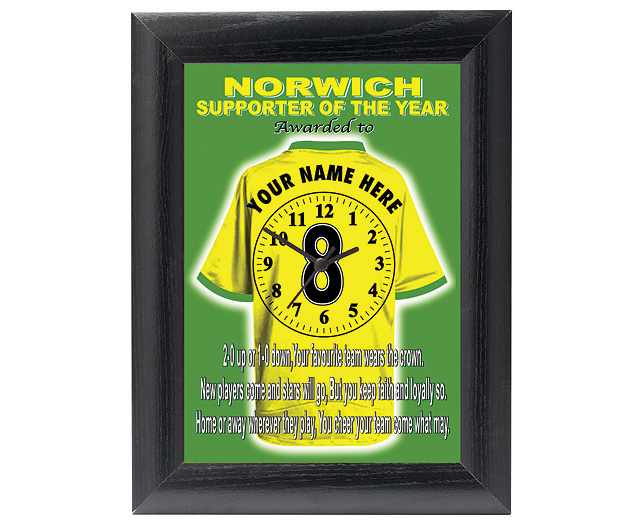 personalised Football Clock - Norwich City