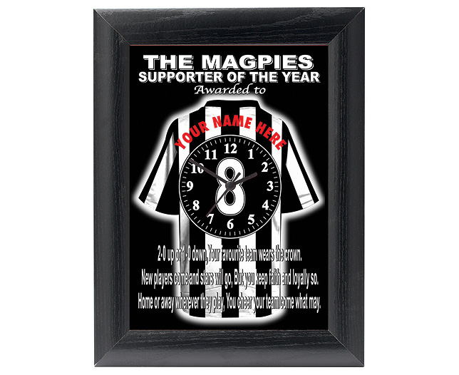 personalised Football Clock - Notts County (The Magpies)