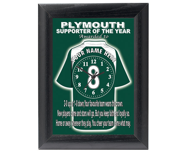 personalised Football Clock - Plymouth Argyle