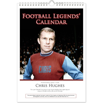 Personalised Football Legends A4 Calendar - West