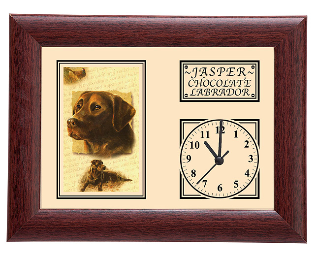 personalised Framed Dog Breed Clock - Chocolate Labrador