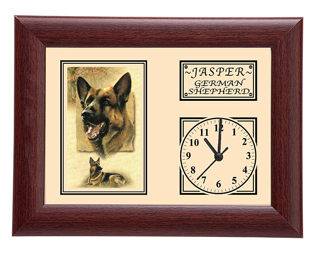 Framed Dog Breed Clock - German Shepherd