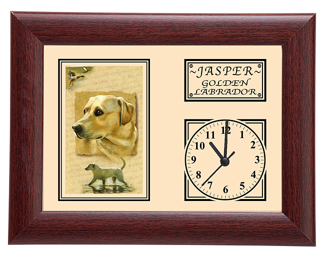 personalised Framed Dog Breed Clock - Yellow Labrador