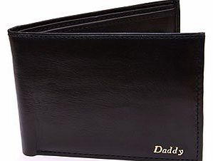 Personalised FREE Quality Gents BLACK Leather Wallet EMBOSSED in GOLD Lettering with DADDY, Birthday, Christmas, Anniversary Gift