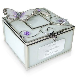 personalised Glass and Wire Butterfly Trinket Box