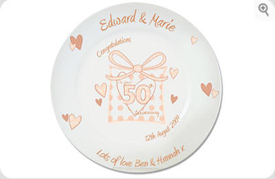 personalised Golden Anniversary Plate - Presents Design